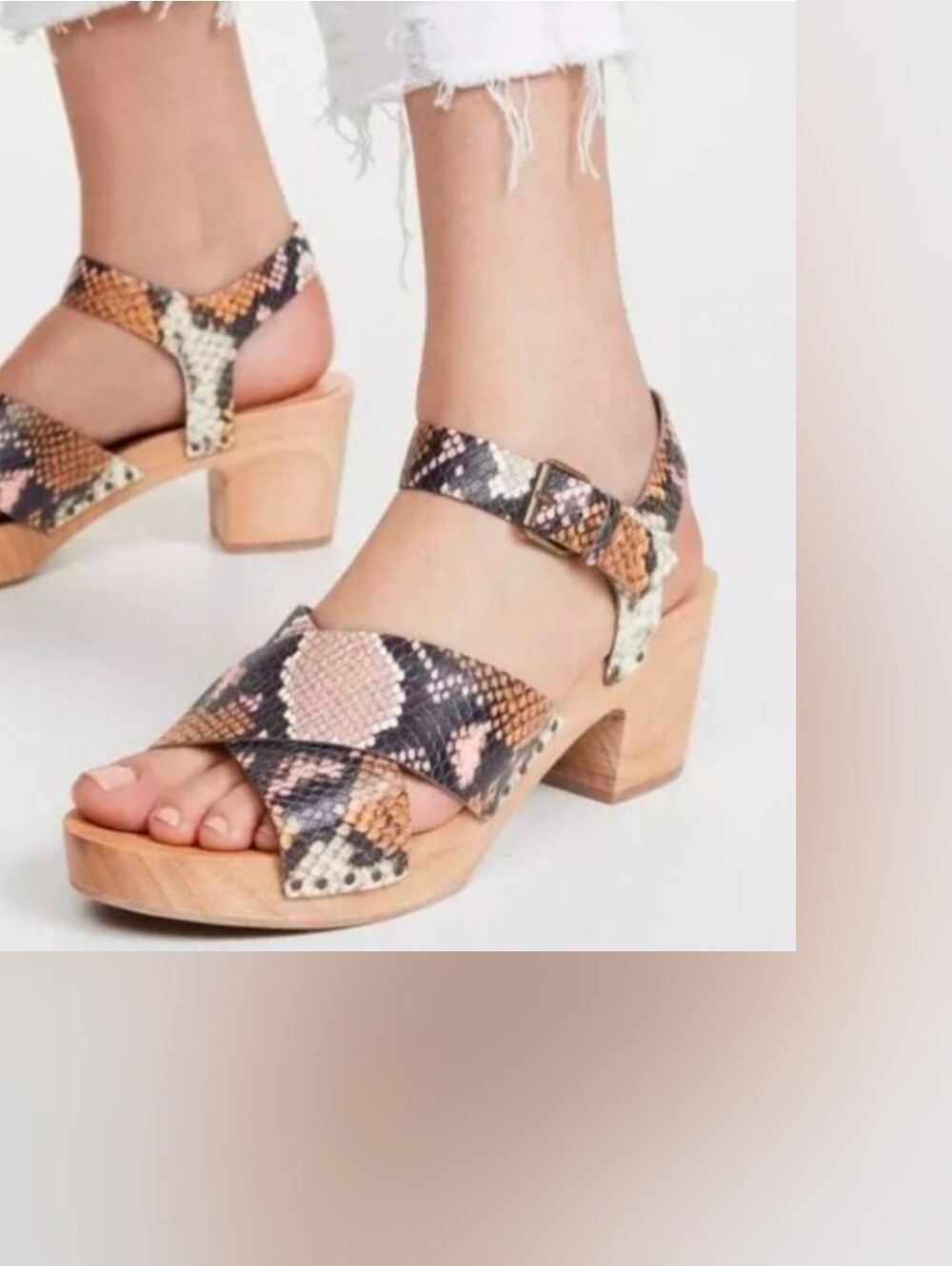 Madewell's "The Johanna Crisscross Clog Sandal" in Snake-Embossed Leather Sz 11